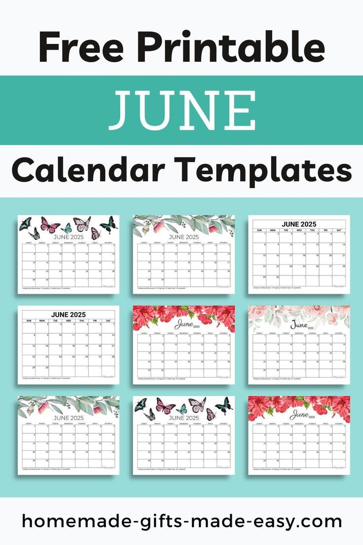 Free Printable June 2025 Calendar With Holidays | Homemade Gifts - Printable Calendar 2025 Homemade Gifts Made Easy