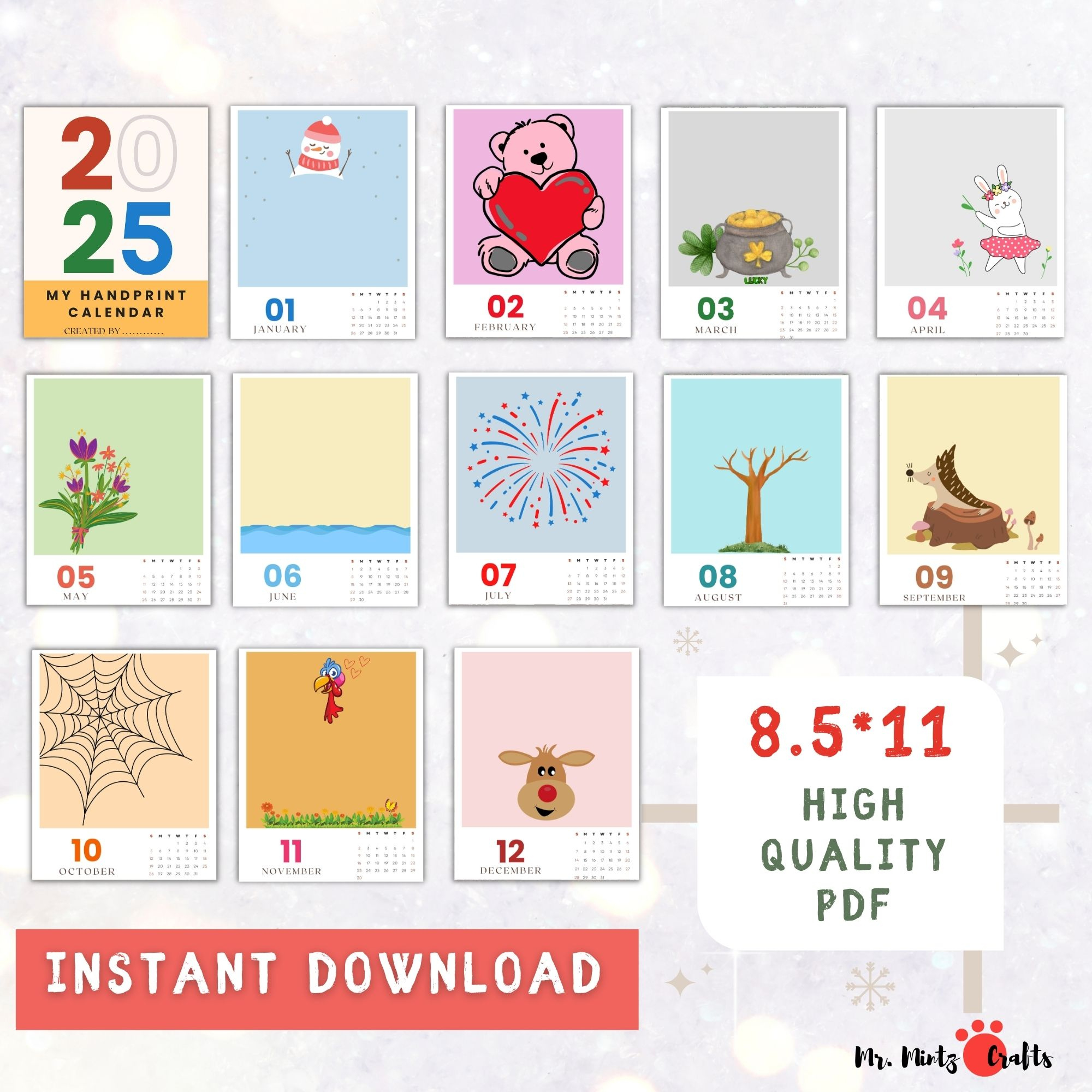 Handprint Calendar 2025 | Teaching Resources - Free Printable Handprint Calendar 2025