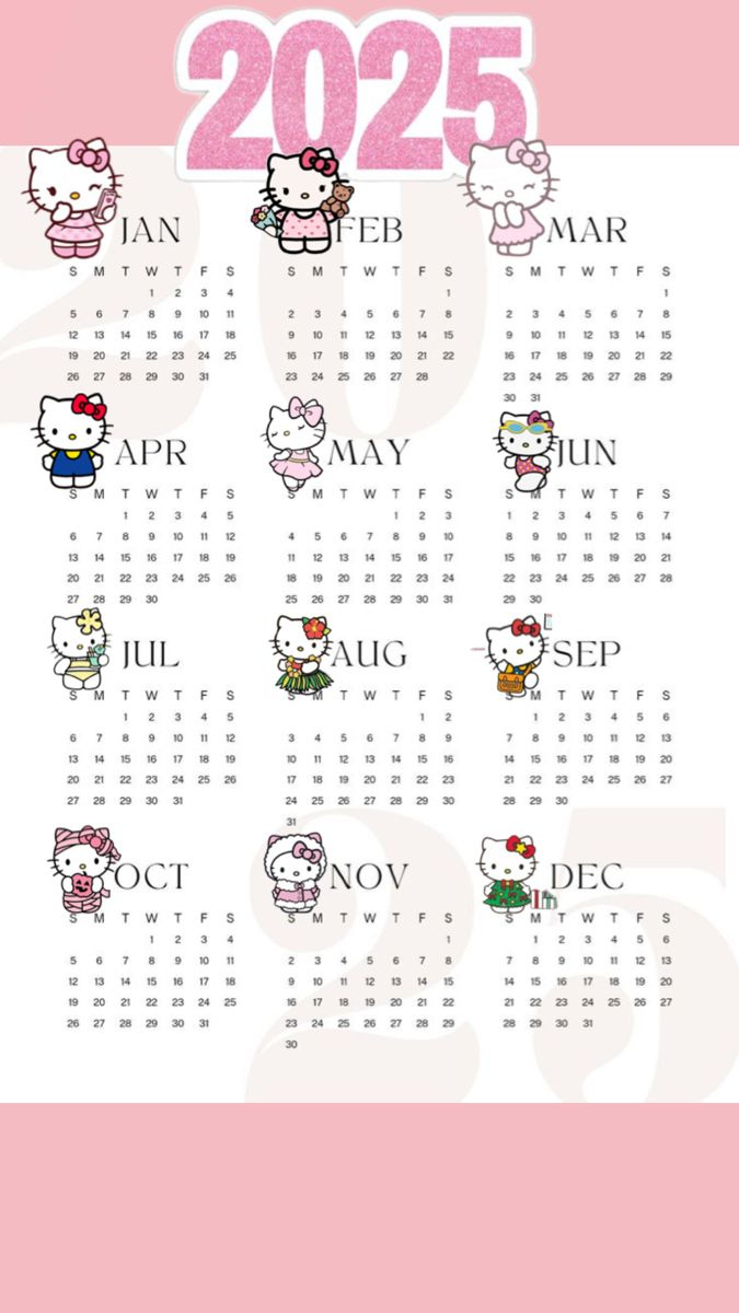 Hellokitty #Calendrier #2025 - Hello Kitty Printable Calendar 2025