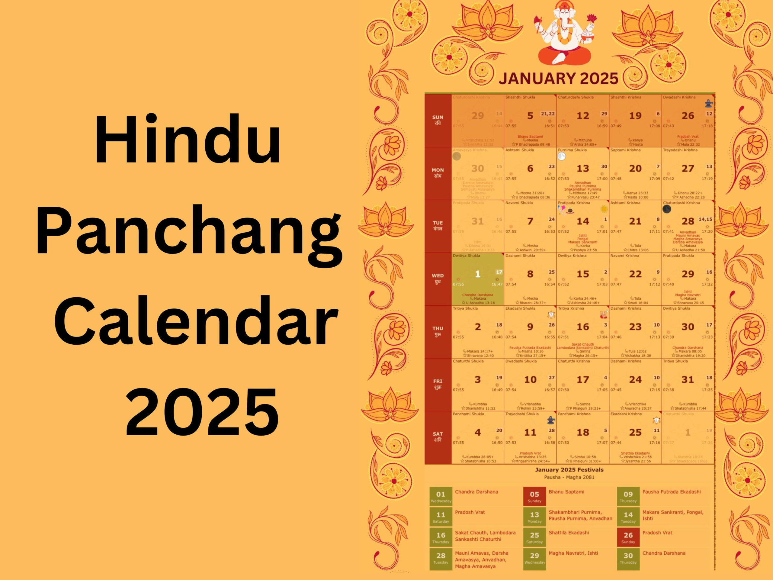 Hindu Panchang Kalender 2025 Hindu Kalender 2025 Hindu Kalender - Printable Calendar 2025 Hindu