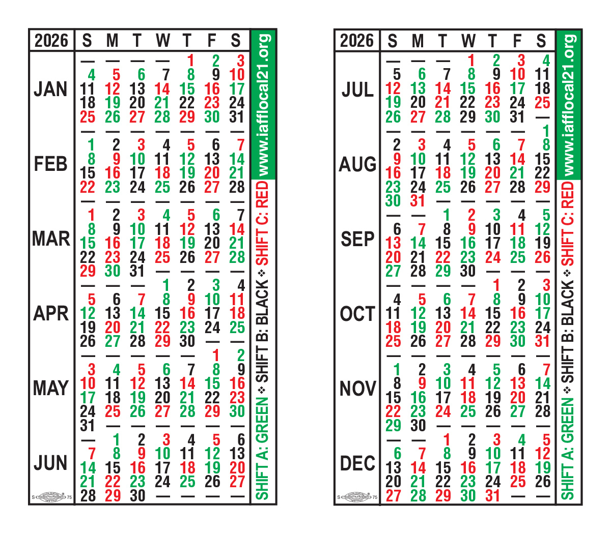 Iaff Local 21 - - 48 96 Shift Calendar 2025 Printable