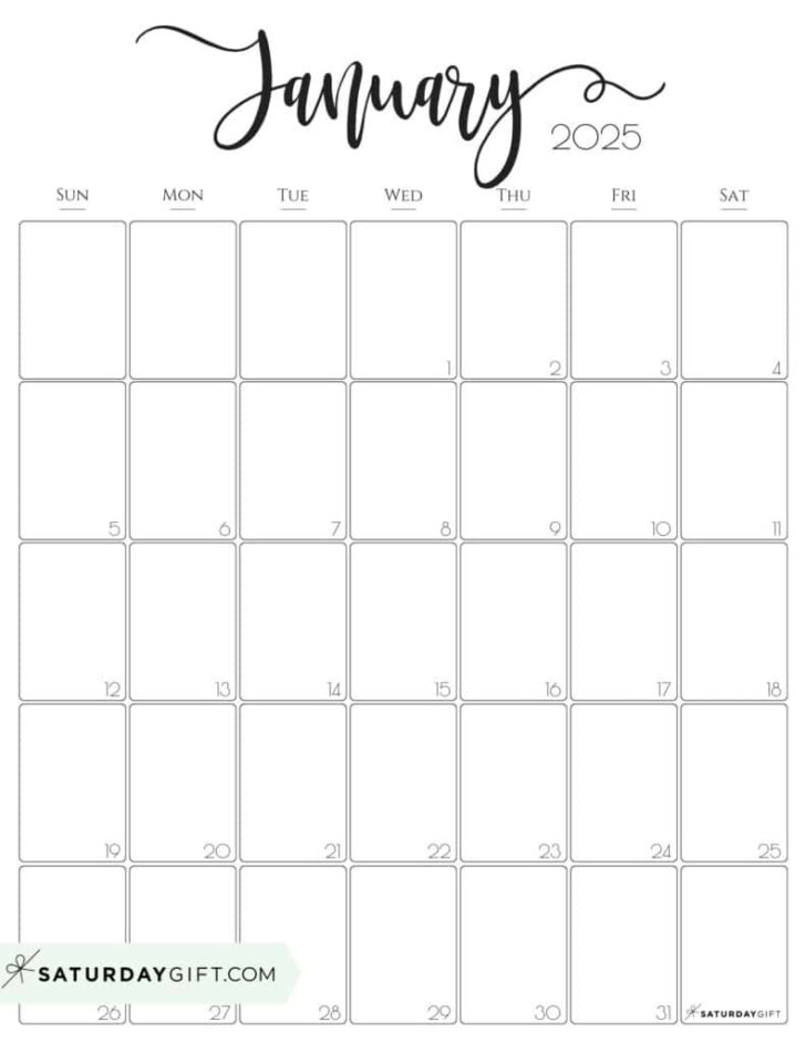 January Printable Calendar 2025