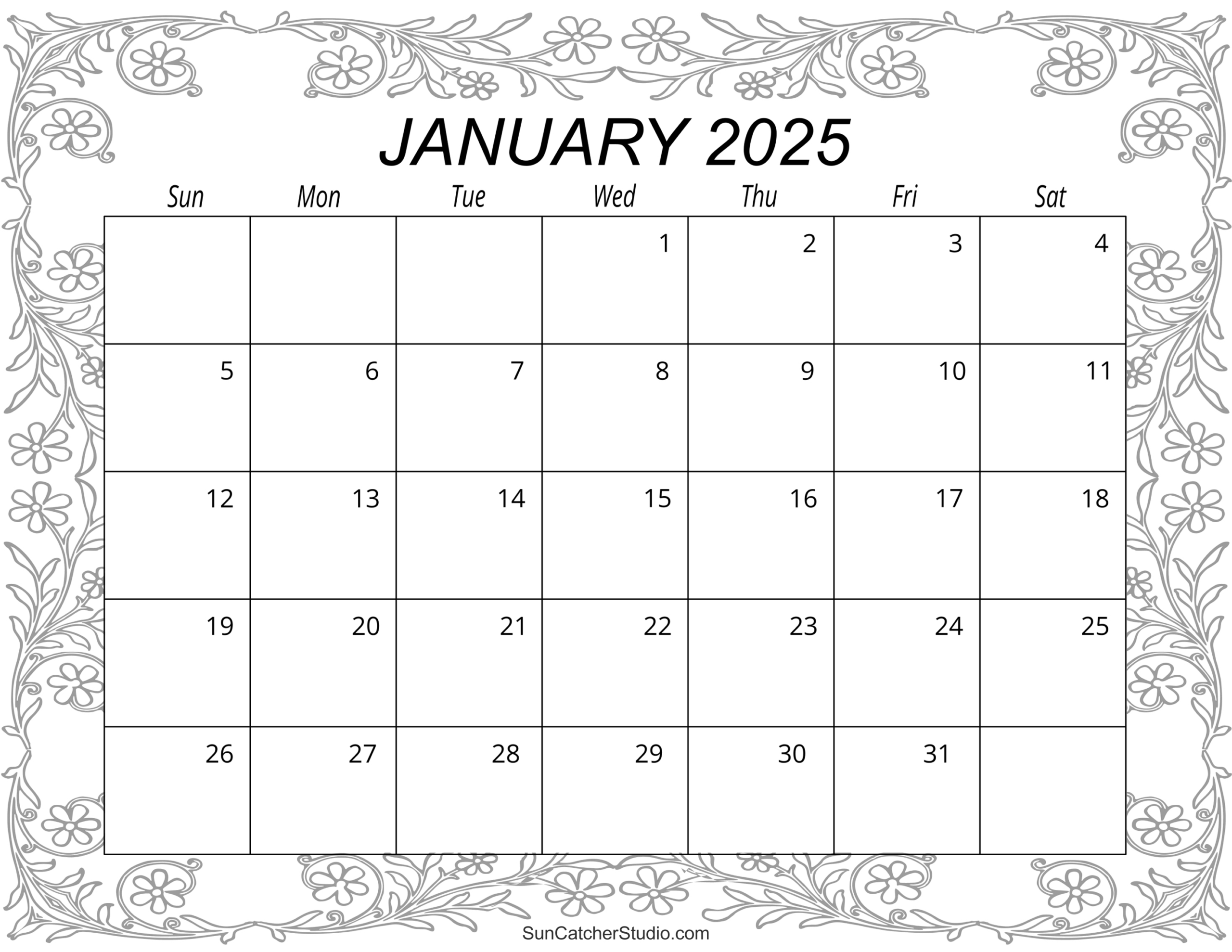 January 2025 Calendar (Free Printable) – Free Printables - Free Printable Calendar 2025 Homemade
