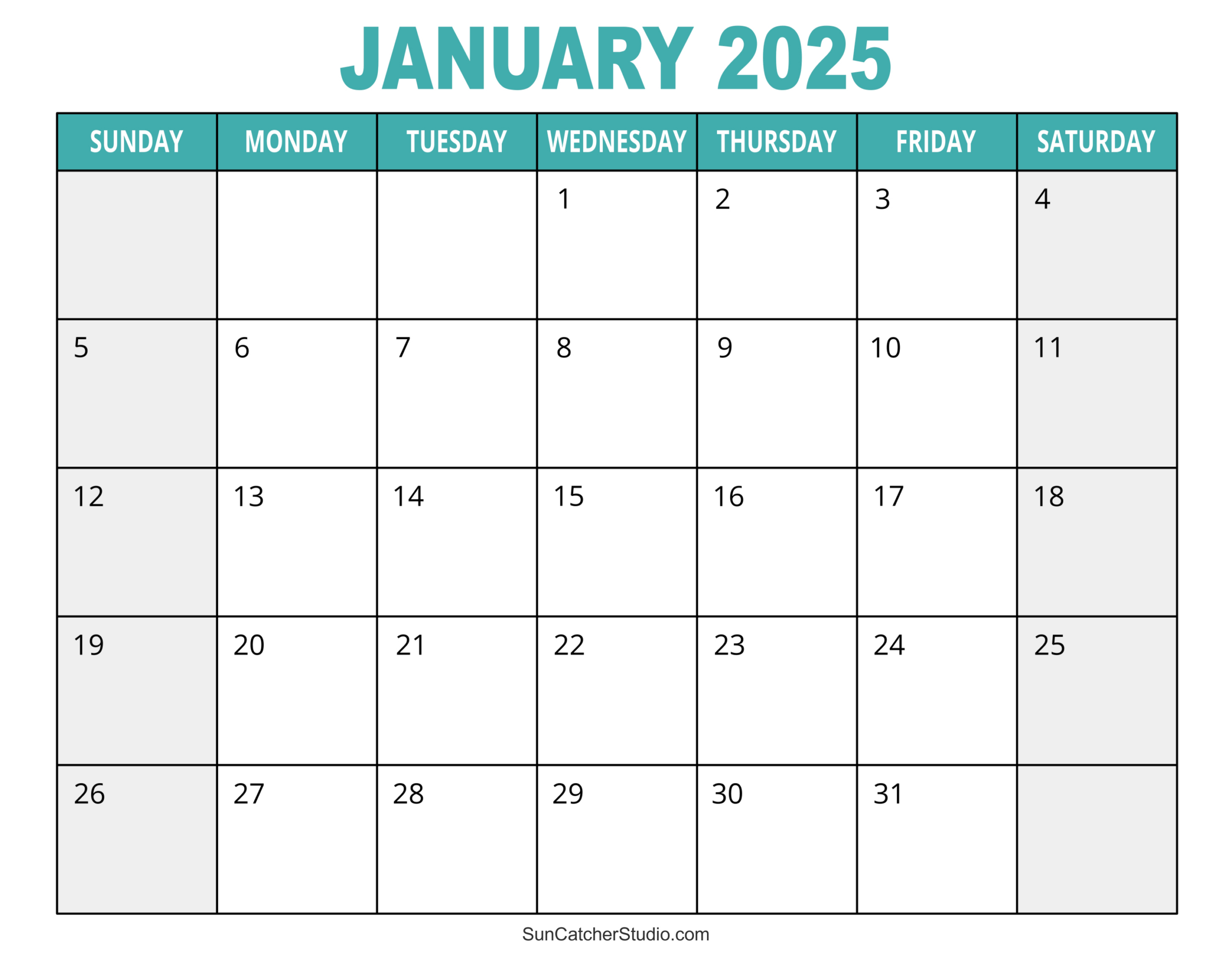 January 2025 Calendar (Free Printable) – Free Printables - Free Printable Calendar 2025 Homemade
