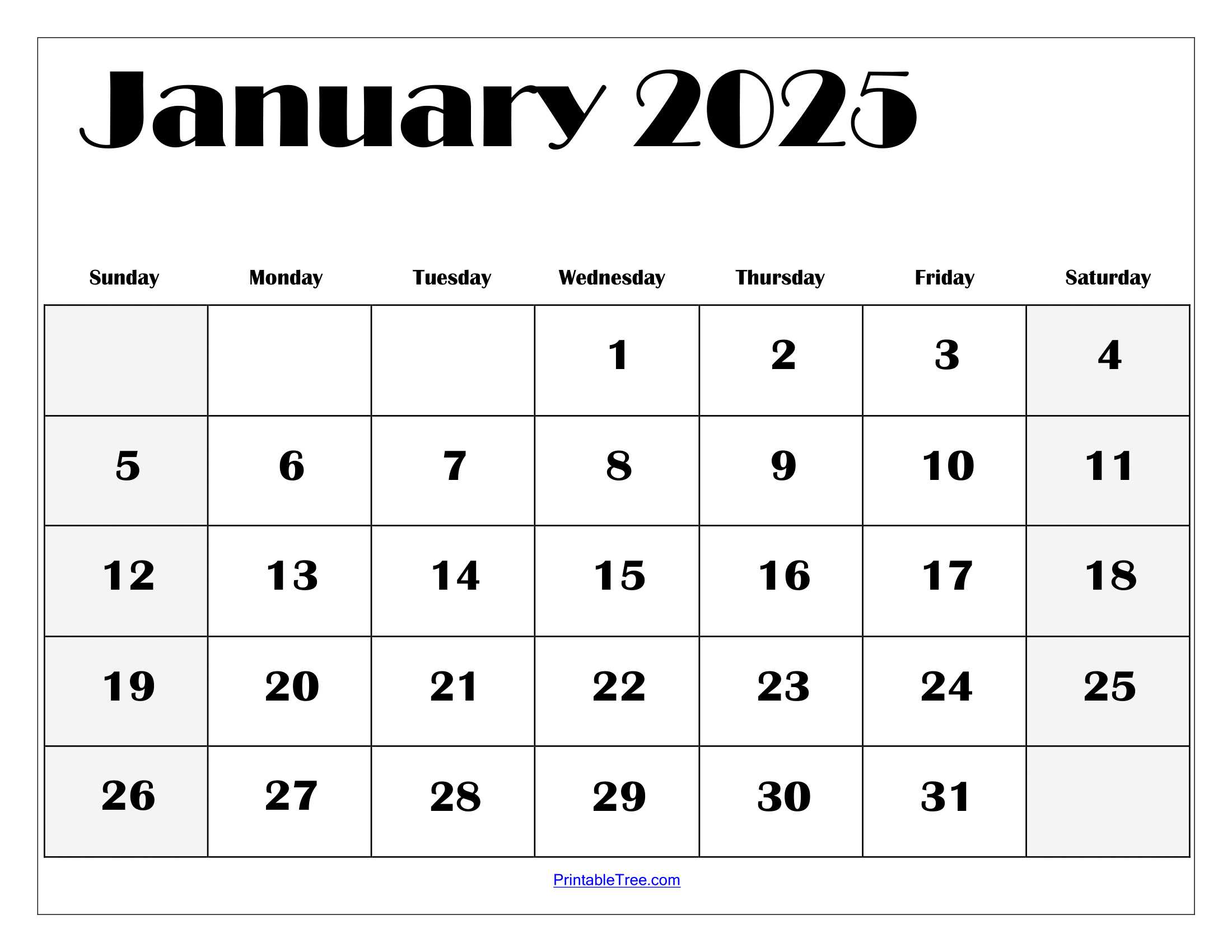 January 2025 Calendar Printable Pdf Template With Holidays - May Printable Calendar 2025 Wiki