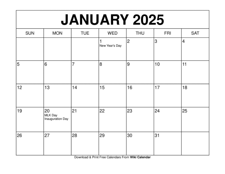 Free Printable Calendar 2025 Wiki