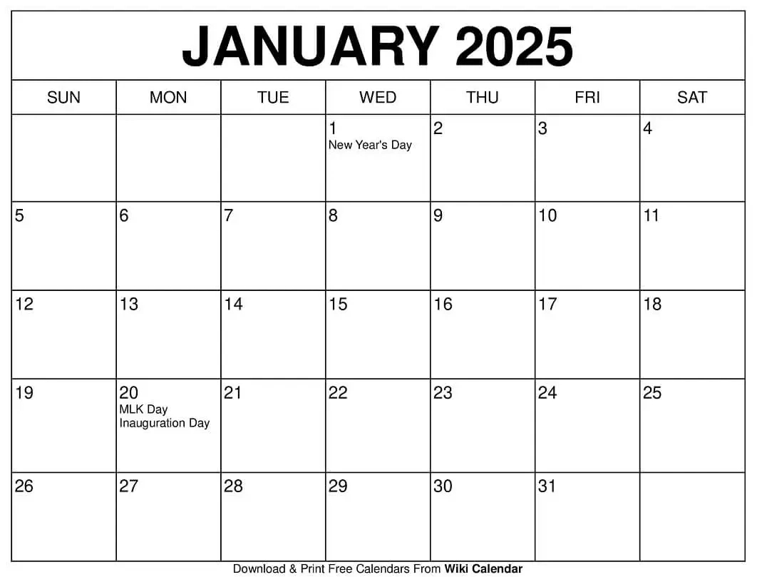 January 2025 Calendar - Printable Templates &amp;amp; More - Free Printable Calendar 2025 Wiki Calendar