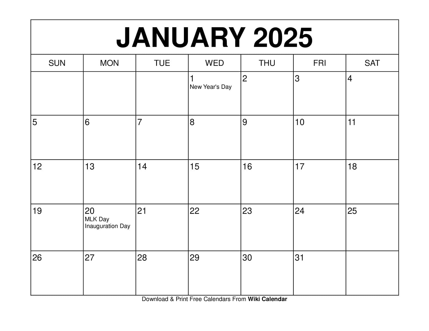 January 2025 Calendar - Printable Templates &amp;amp; More - January Printable Calendar 2025 Wiki