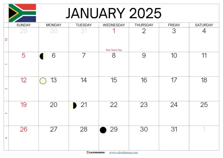 Printable Calendar 2025 South Africa