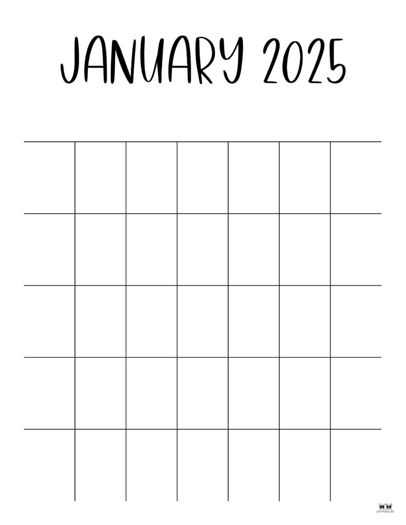 January 2025 Calendars - 107 Free Printables | Printabulls - 2025 Monthly Calendar Printable Portrait