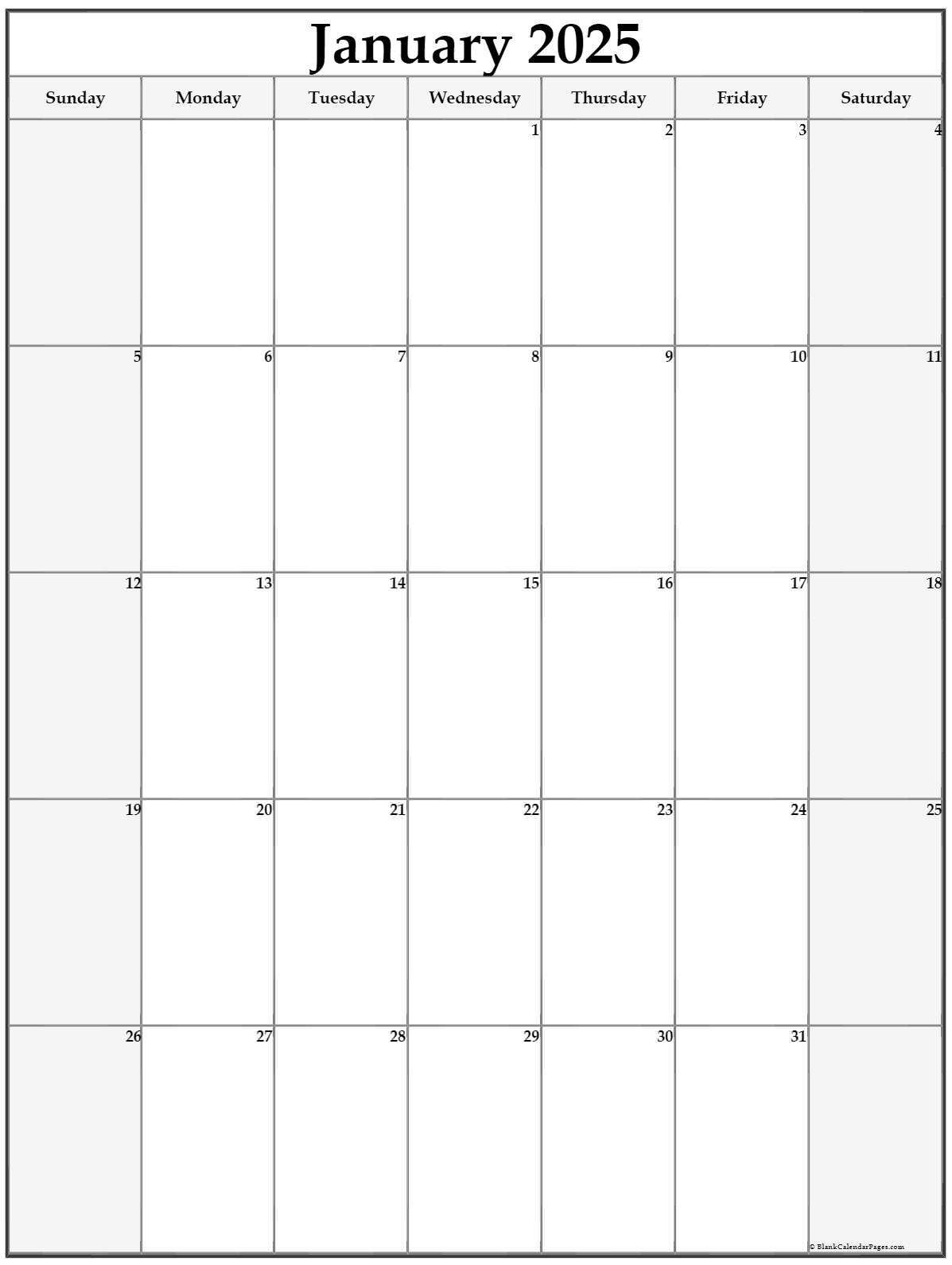 January 2025 Vertical Calendar | Portrait - Printable Calendar 2025 Portrait