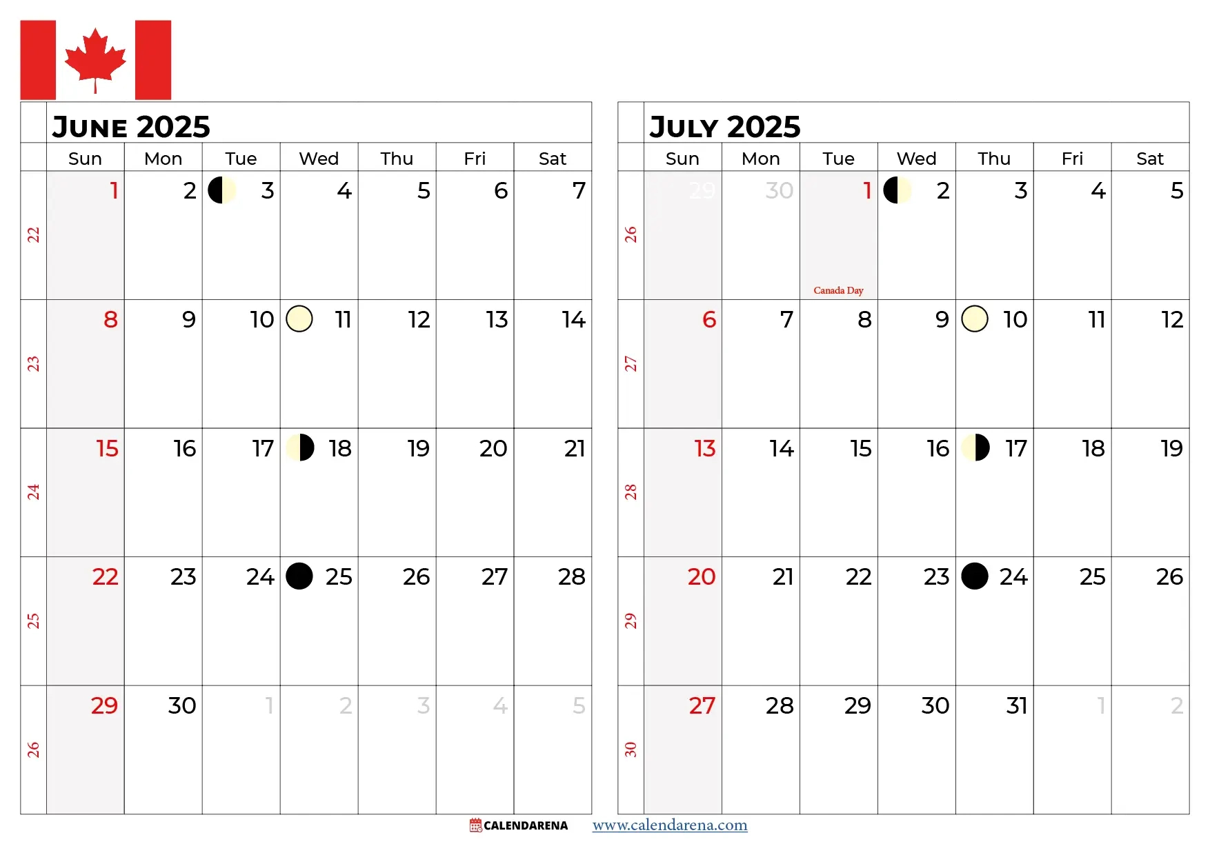 July 2025 Calendar Canada - July 2025 Calendar with Holidays Canada