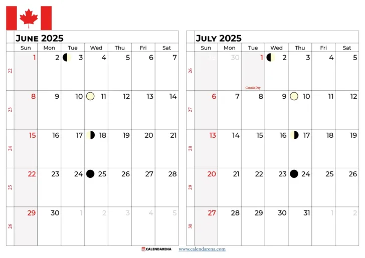 July Calendar 2025 Canada
