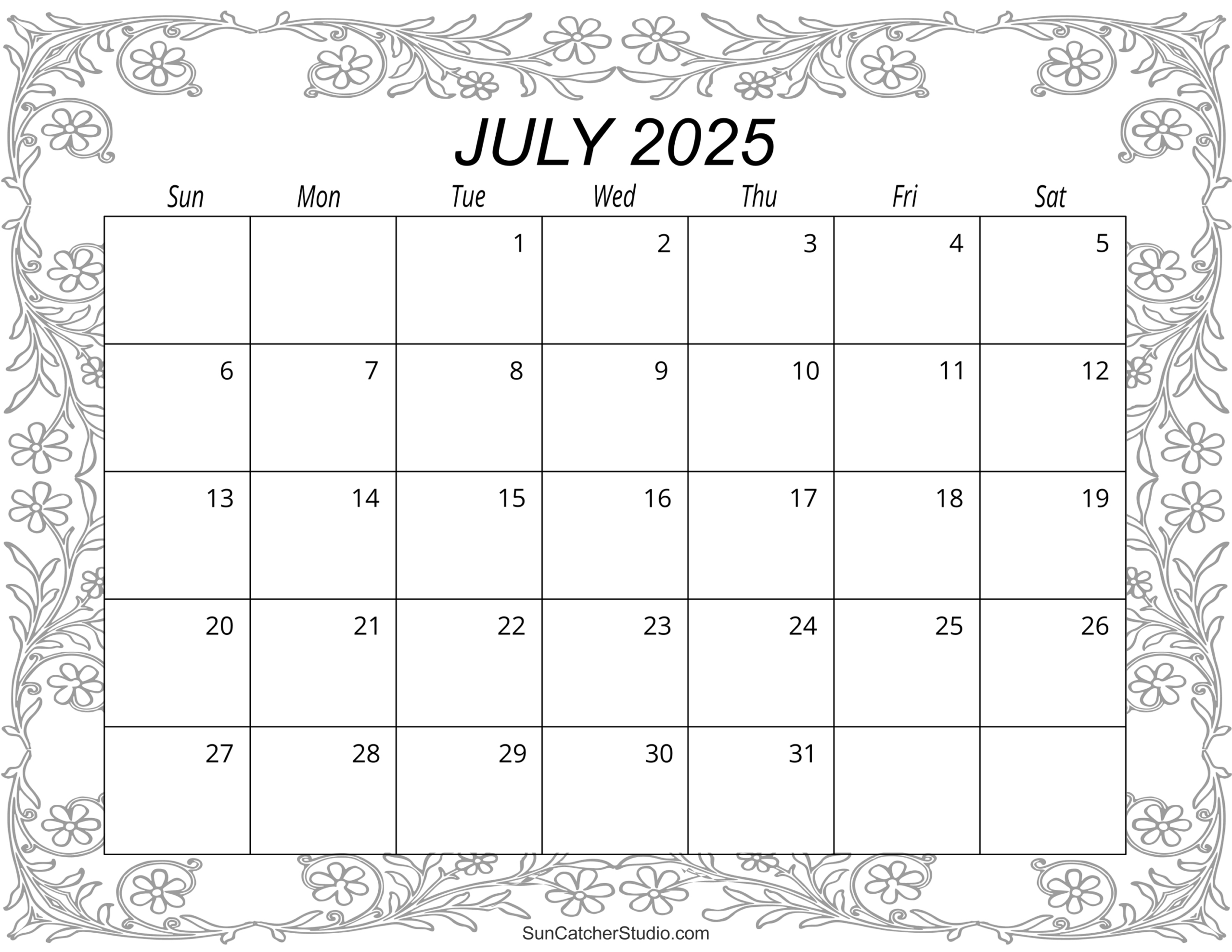 July 2025 Calendar (Free Printable) – Free Printables, Monograms - July Calendar 2025 Homemade Gifts