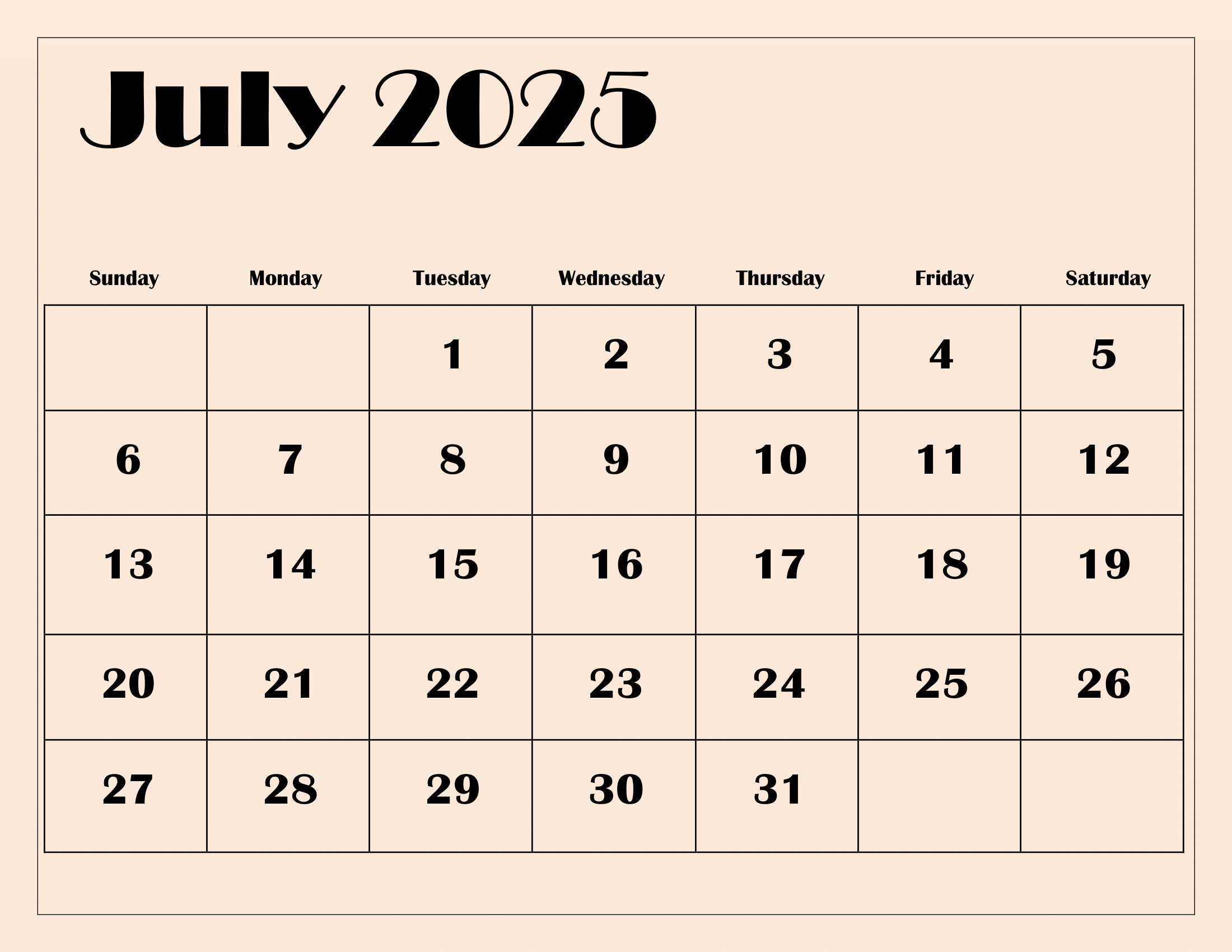 July 2025 Calendar Printable Pdf Template With Holidays - July 4 2025 Calendar Date