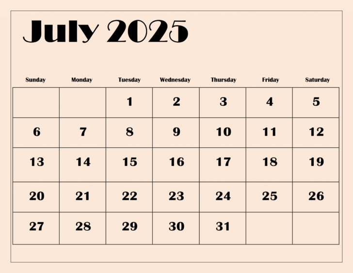 July and July 2025 Calendar