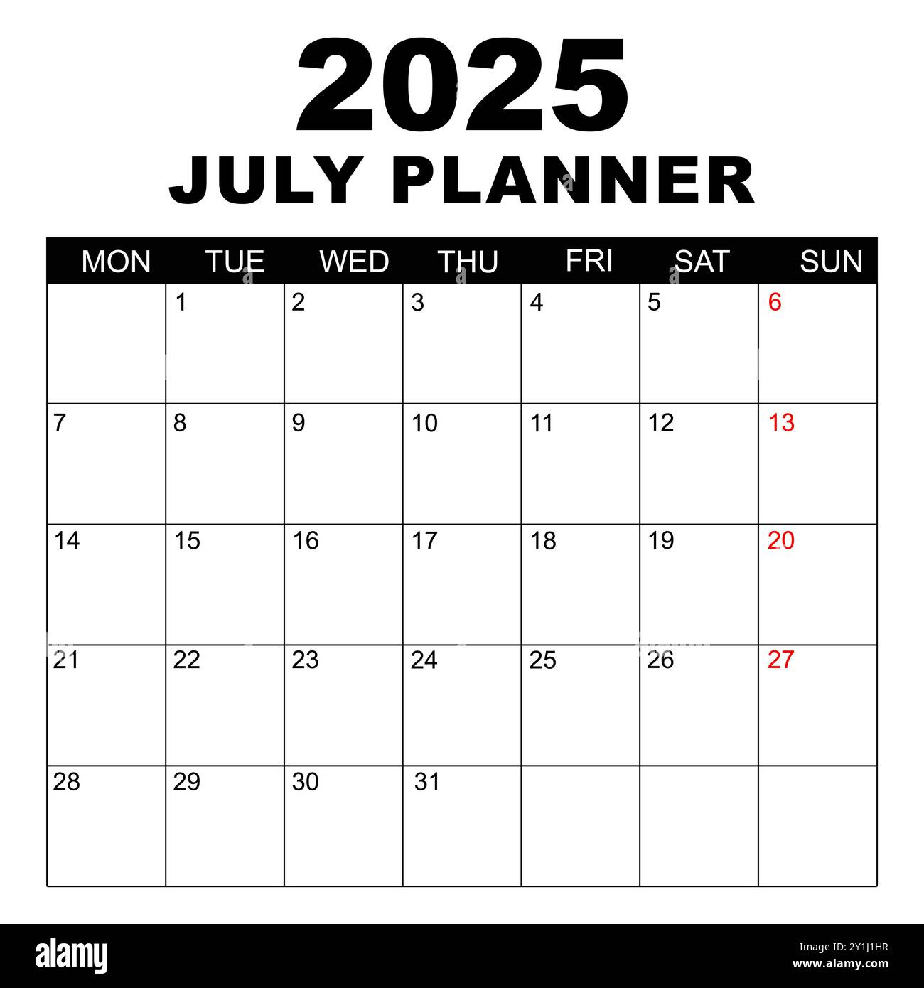 July 2025 Calendar. Week Starts On Monday. Blank Calendar Template - Printable Calendar July 2025 Starting Monday