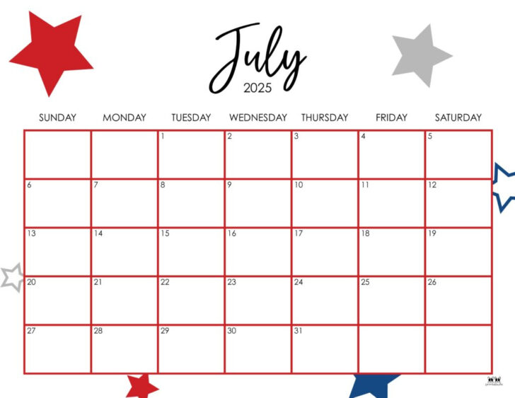 Printable Calendar 2025 July July July