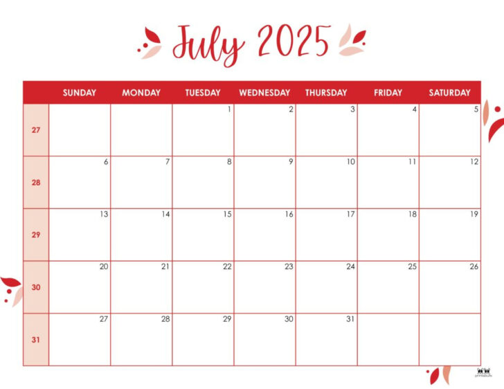 Show Me A Calendar For July 2025