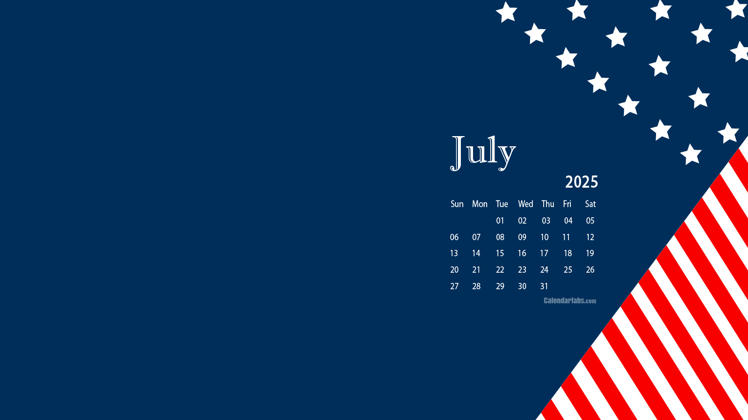July 2025 Desktop Wallpaper Calendar - Calendarlabs - July 2025 Calendar Labs