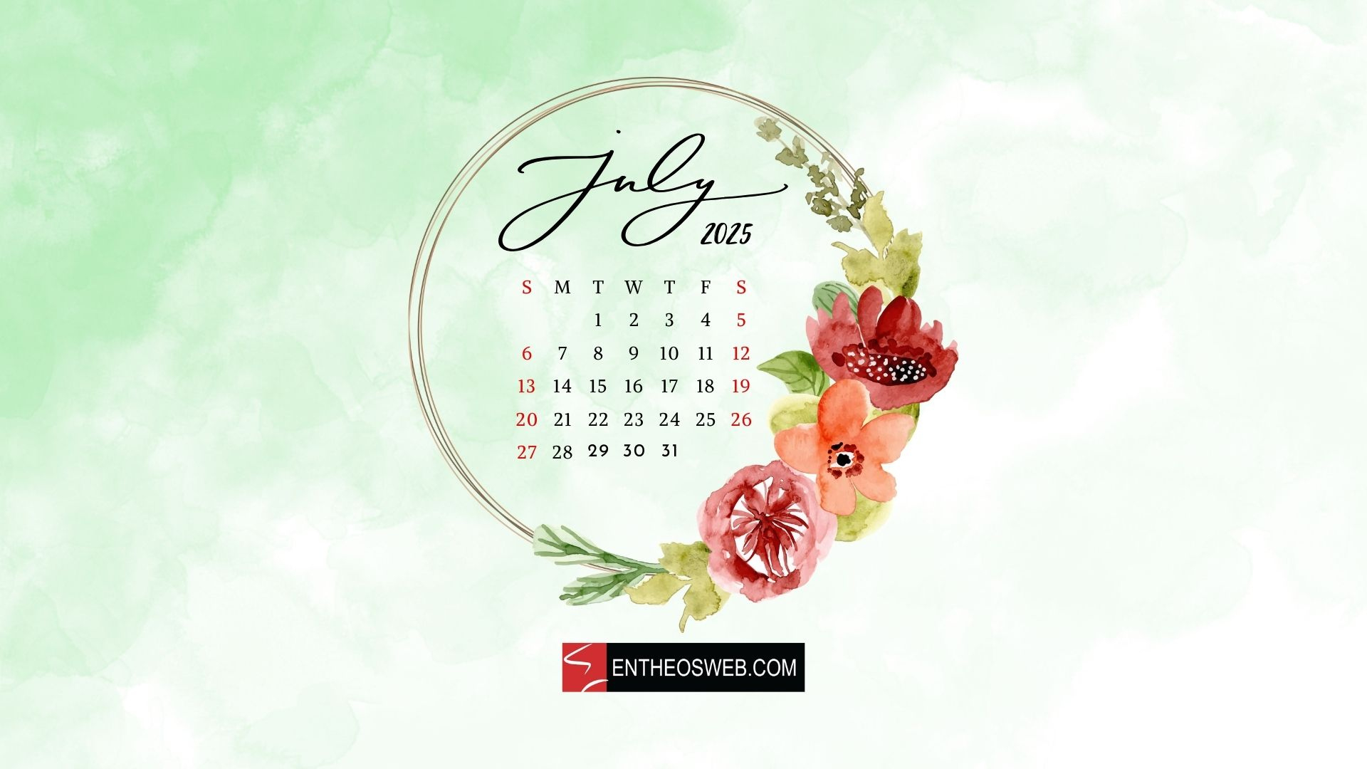 July 2025 Desktop Wallpapers &amp;amp; Screensavers | Entheosweb - July 2025 Calendar Desktop Wallpaper