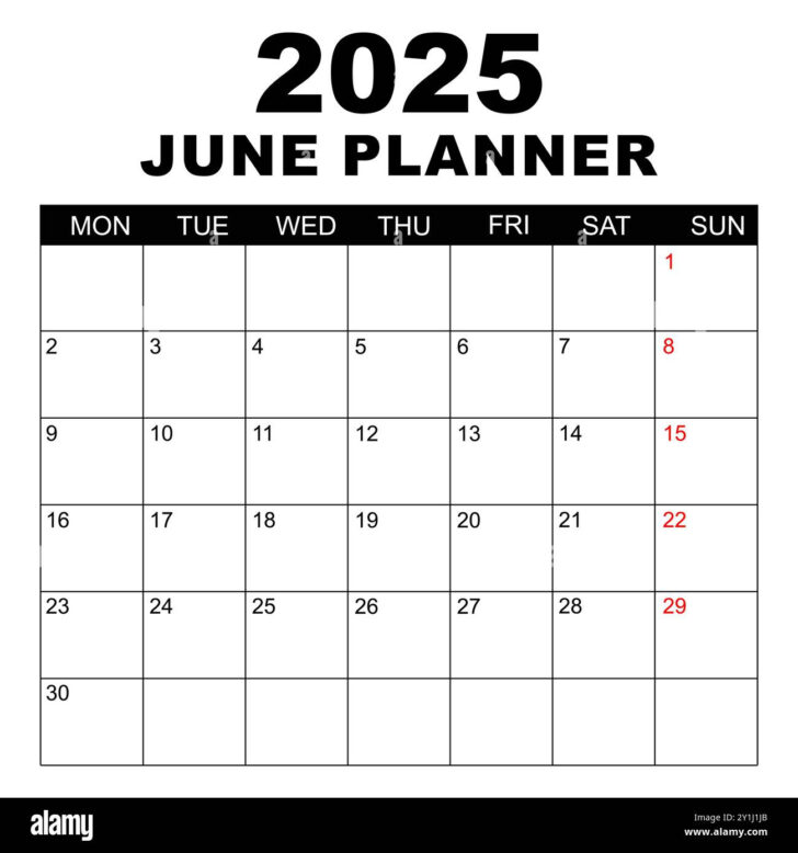 June Printable Calendar 2025 Monday Start