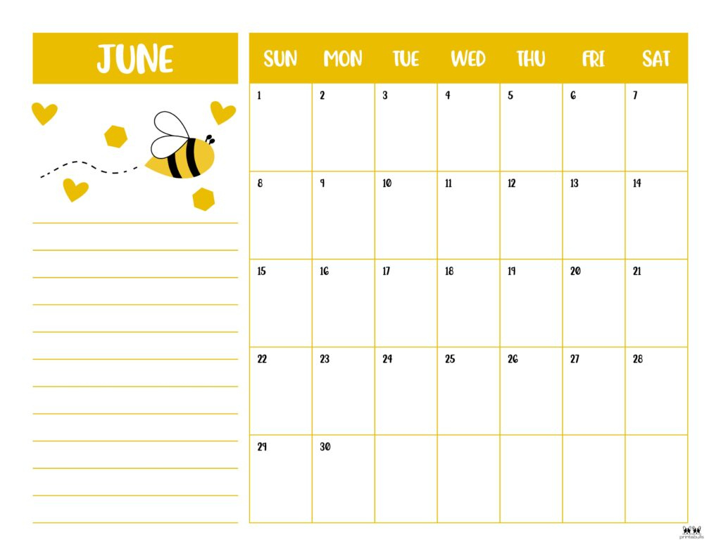 June 2025 Calendars - 107 Free Printables | Printabulls - June Printable Calendar 2025 with Notes