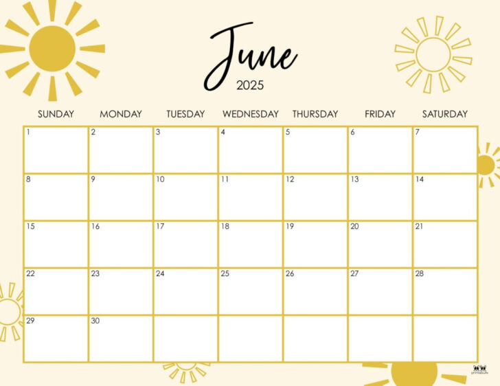 Summer Months Printable Calendar 2025