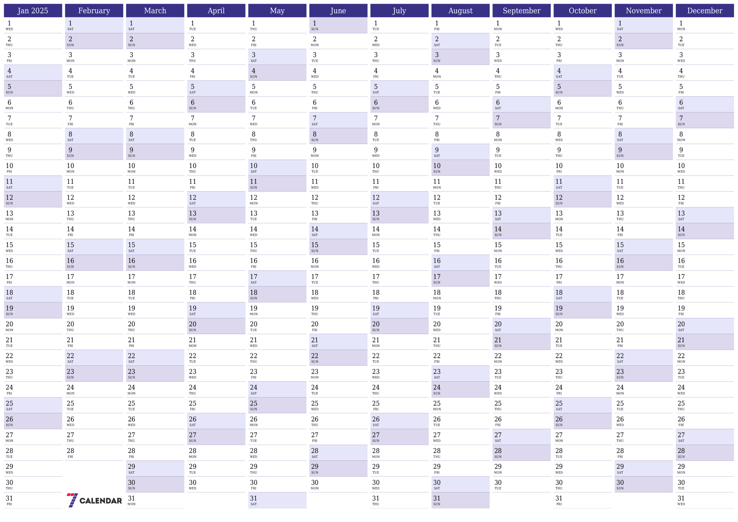 June Calendar 2025 Printable Template - 7Calendar - 5x7 Printable Calendar 2025