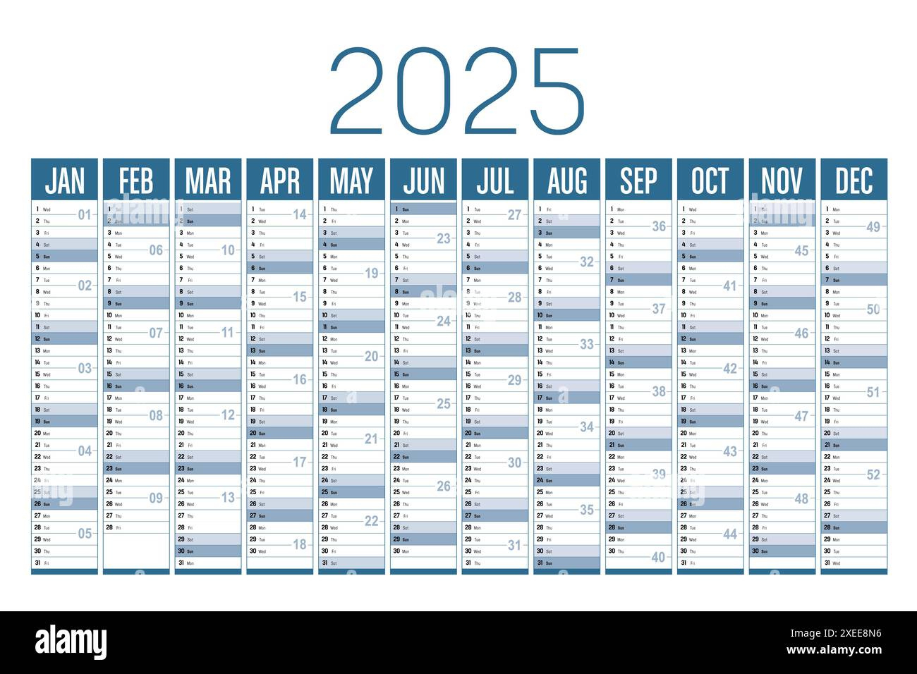Kalender Für Das Jahr 2025 Stock-Vektorgrafiken Kaufen - Alamy - Printable Calendar 2025 With Igbo Market Days