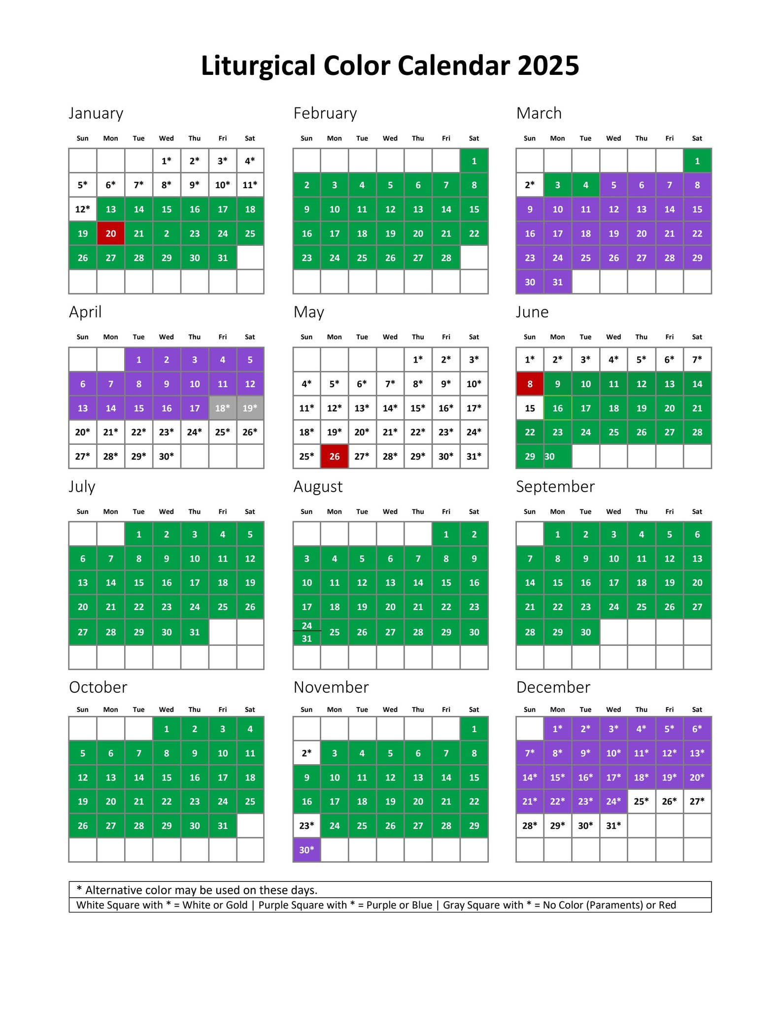 Liturigcal Color Calendar 2025United Methodist Publishing - Free Printable Catholic Liturgical Calendar 2025