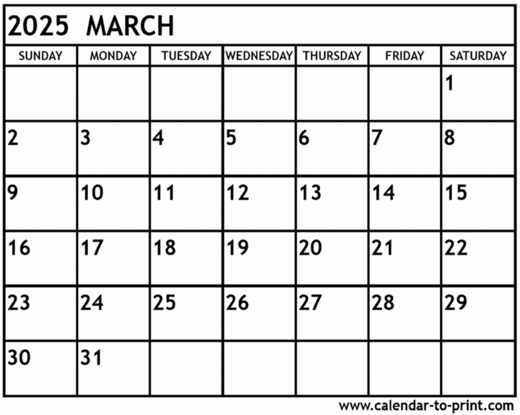 March Printable Calendar 2025