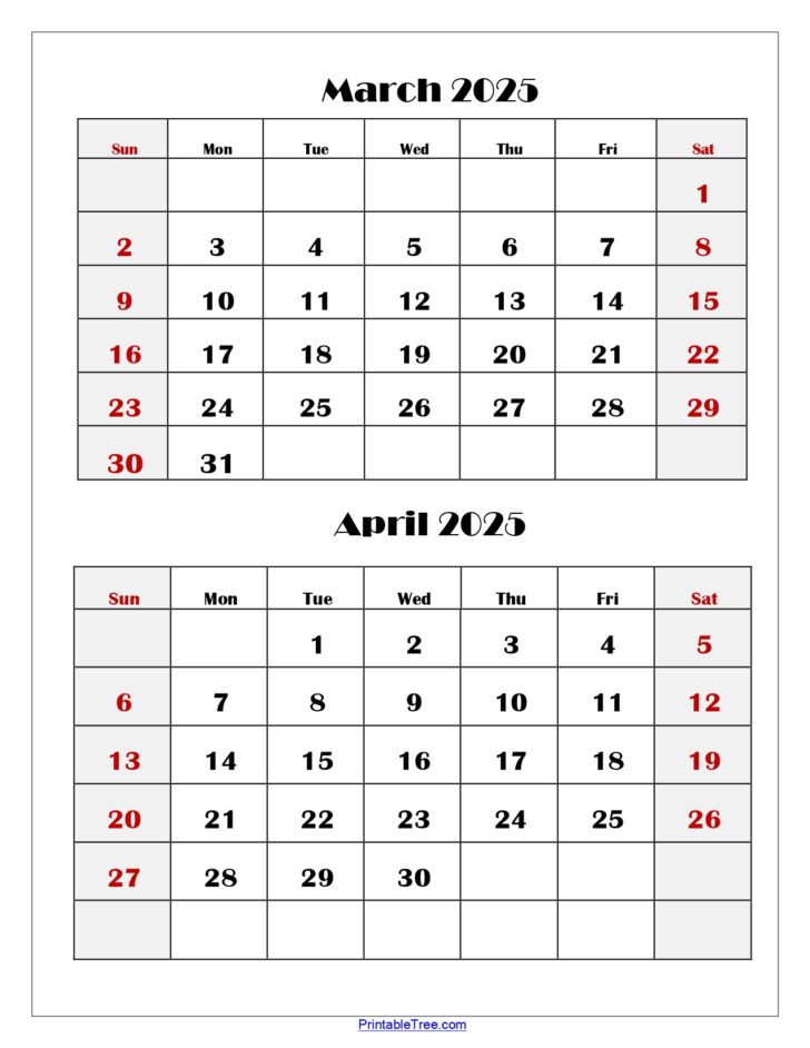 Printable Calendar 2025 March And April