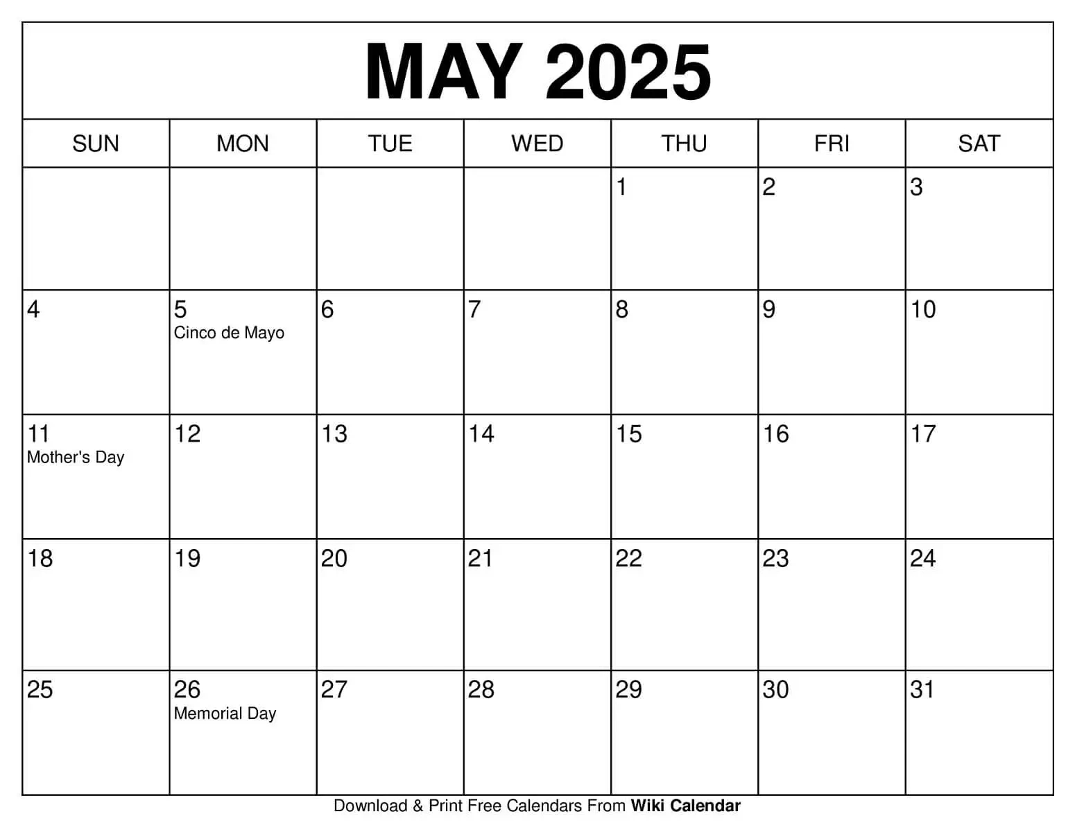 May 2025 Calendar - Printable Templates &amp;amp; More - Free 8.5x11 Printable 2025 Calendar