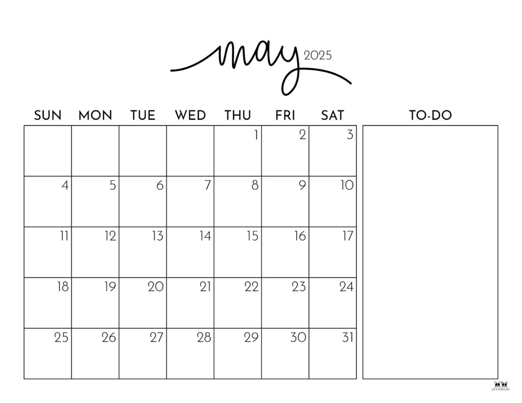 May 2025 Calendars - 107 Free Printables | Printabulls - Blank May 2025 Calendar Printable