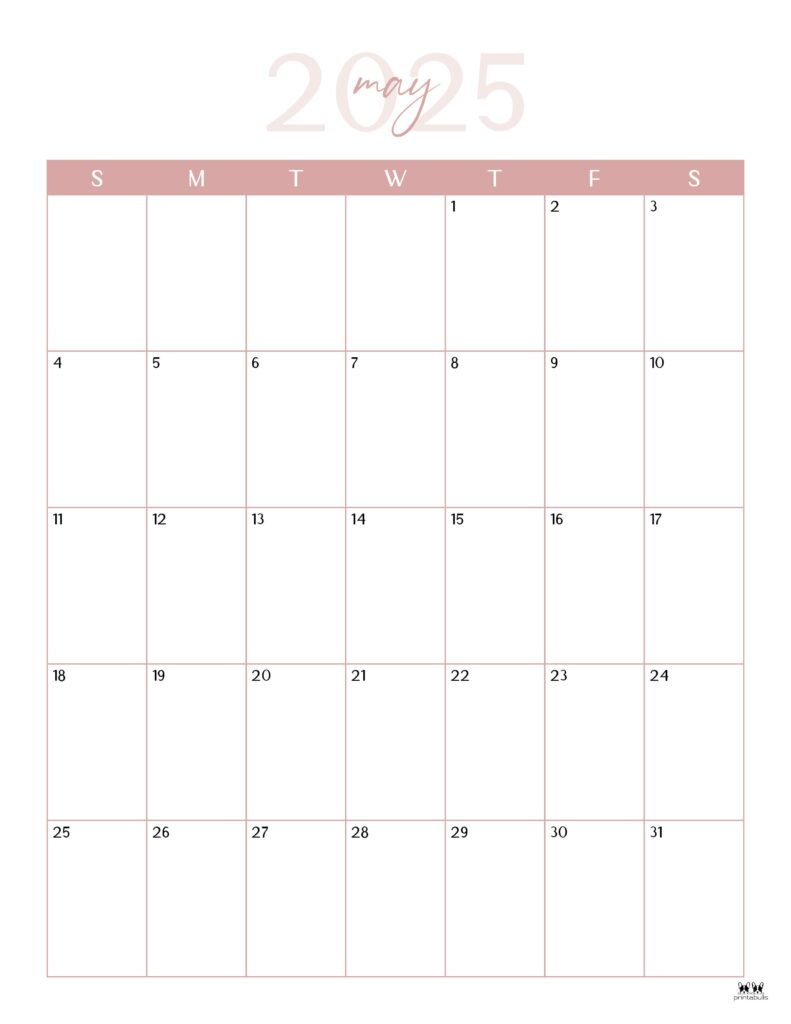 May 2025 Calendars - 107 Free Printables | Printabulls - Free Printable Calendar 2025 Large Print