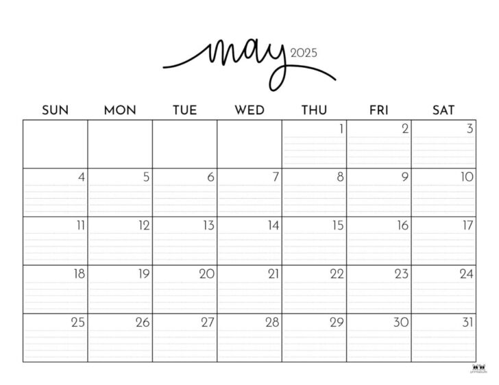 Free Printable Calendar 2025 May