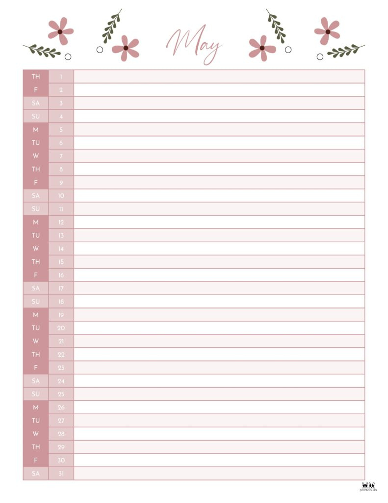 May 2025 Calendars - 107 Free Printables | Printabulls - May Printable Calendar 2025 with Lines