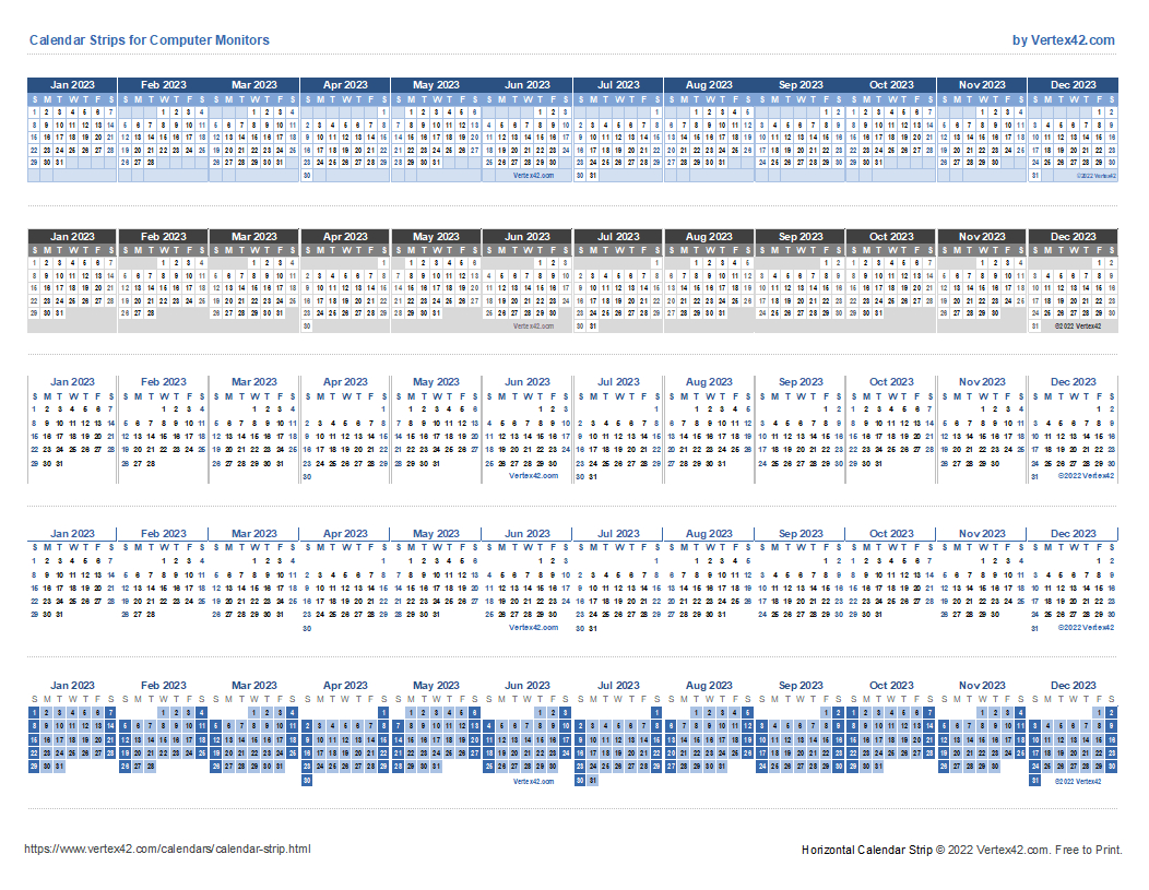 Monitor Calendar Strip Template - Free Printable Monitor Calendar Strips 2025