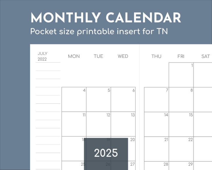 Printable Calendar 2025 Pocket Size