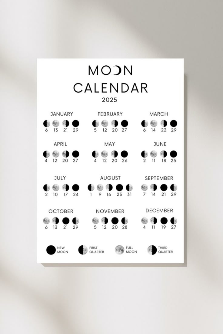 Moon Calendar 2025 | Lunar Calendar | Moon Phase | Printable Moon - Free Printable Lunar Calendar 2025