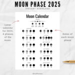 Moon Phase Calendar 2025, A4 / Letter Size Lunar Calendar – Etsy – 2025 Moon Phases Calendar Printable