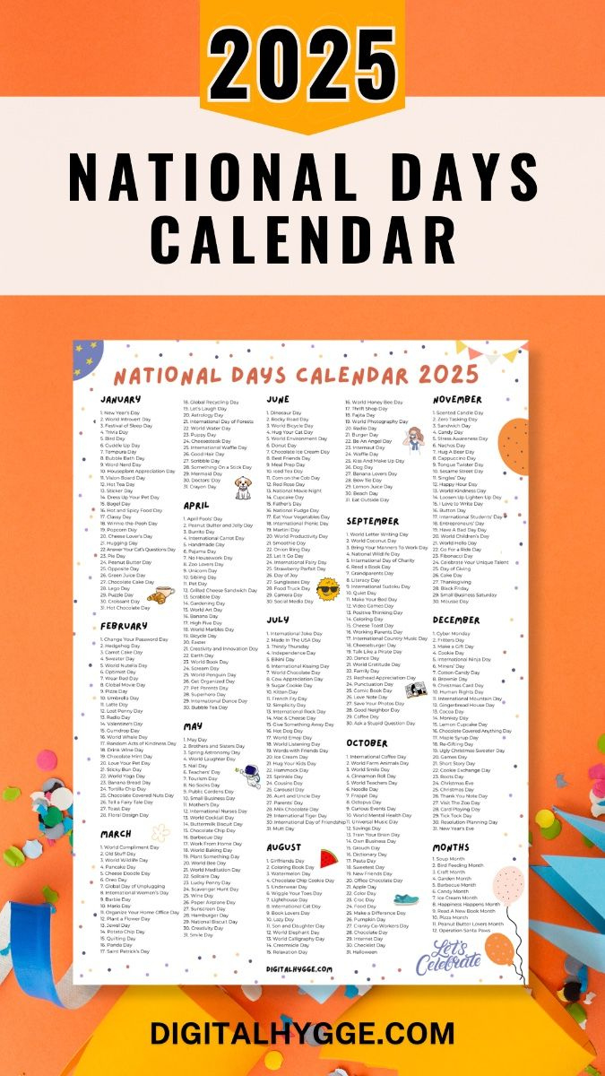 National Days Calendar 2025 Printable Pdf - National Days Calendar 2025 Printable Free