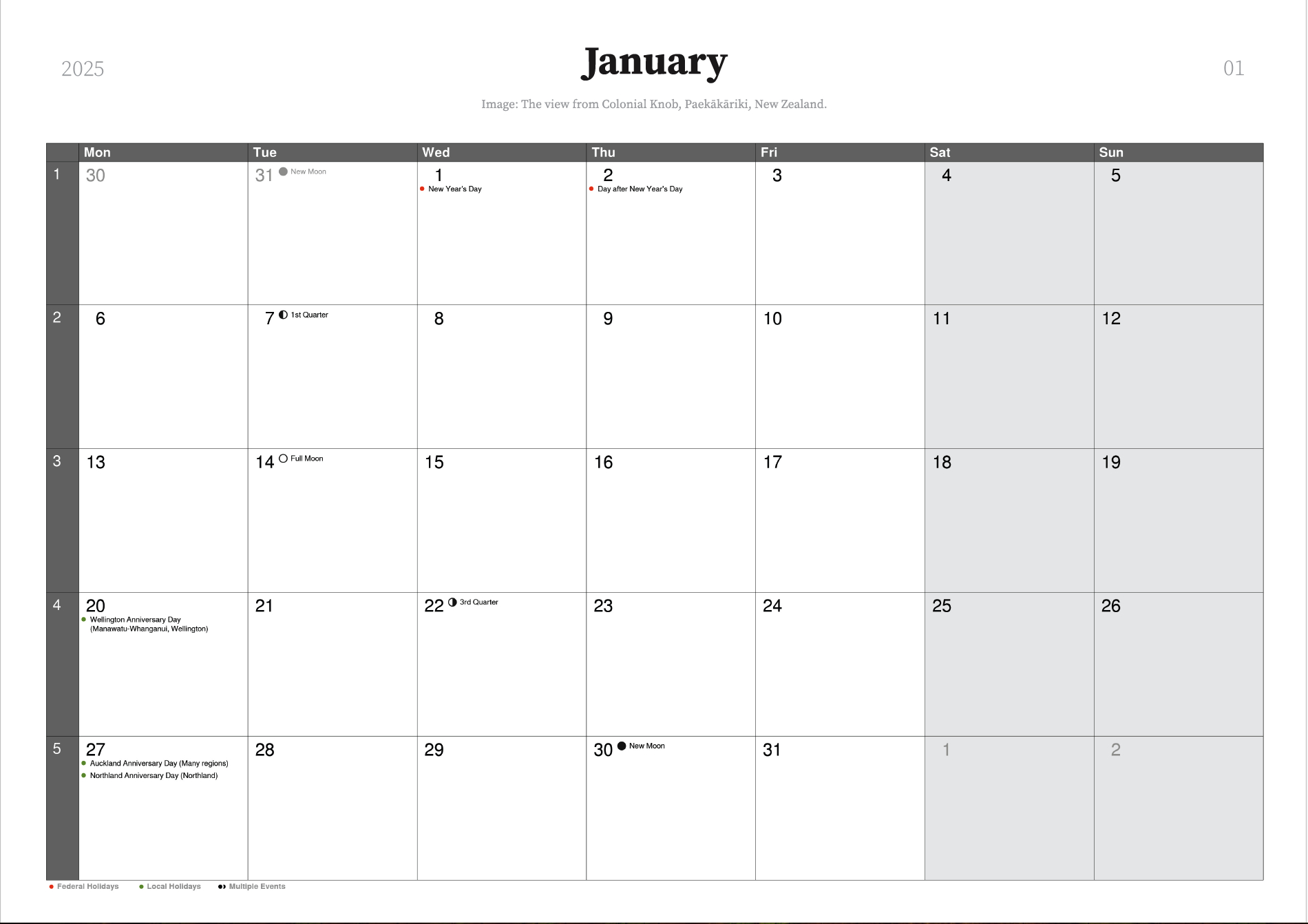 New Zealand 2025 Calendar - Printable Calendar 2025 Nz