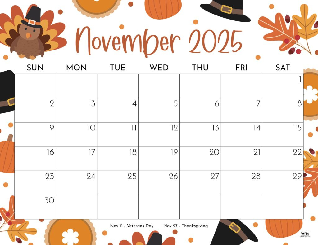 November 2025 Calendars - 107 Free Printables | Printabulls - Free Printable Calendar 2025 November