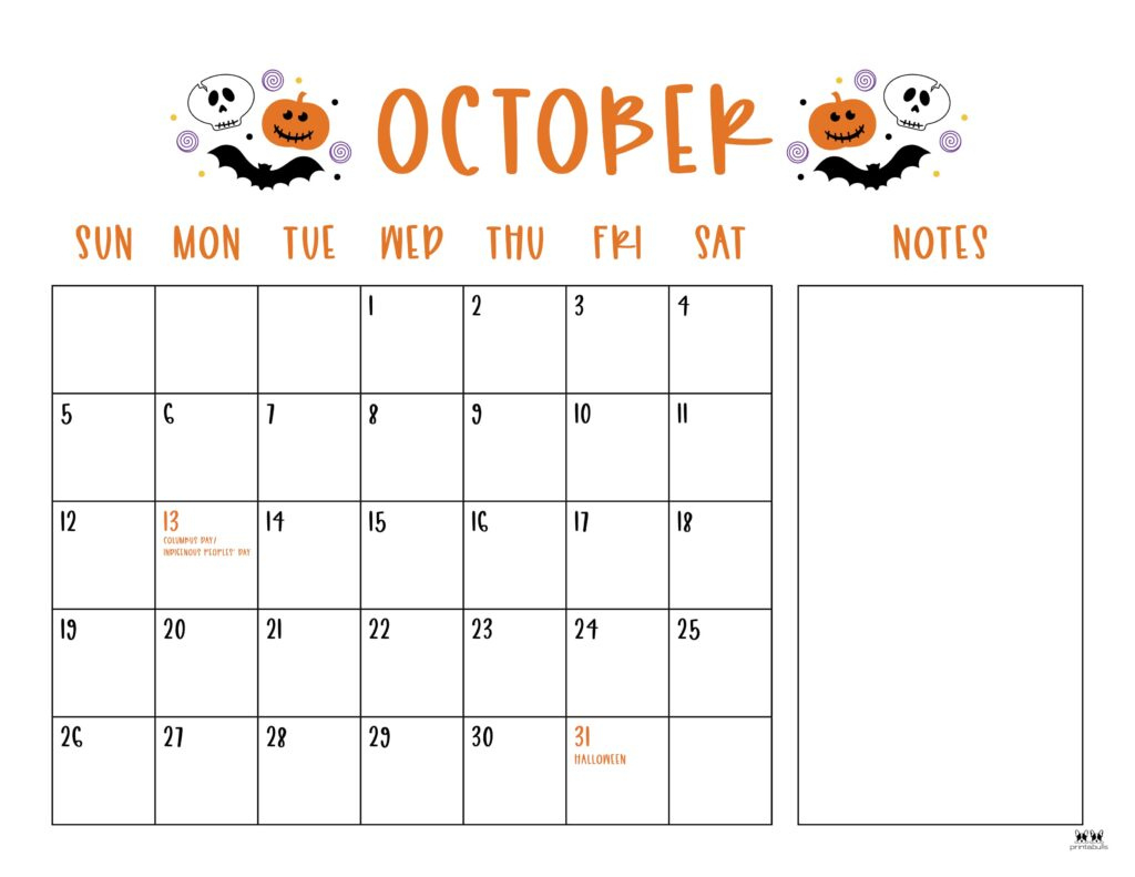 October 2025 Calendars - 107 Free Printables | Printabulls - October Printable Calendar 2025