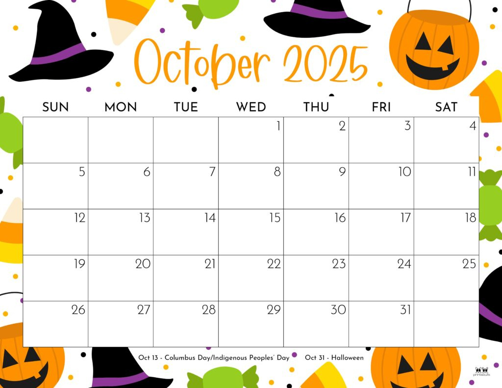 October 2025 Calendars - 107 Free Printables | Printabulls - October Printable Calendar 2025 Free
