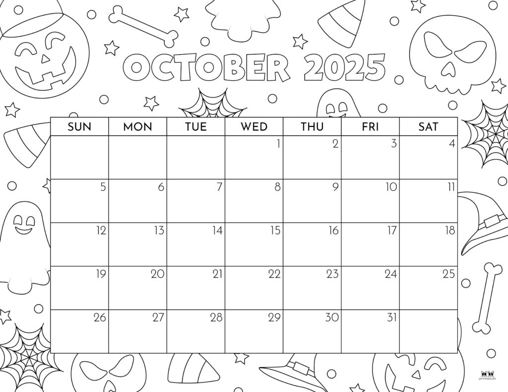 October 2025 Calendars - 107 Free Printables | Printabulls - Printable October Calendar 2025