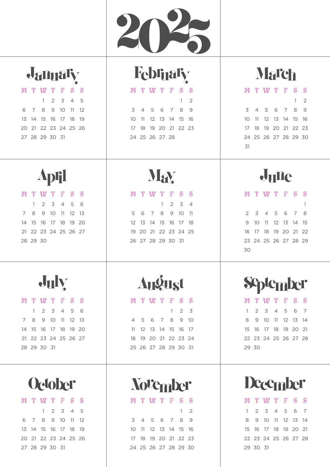 Page 19 - Free, Printable Planner Templates To Customize | Canva - Printable Calendar 2025 Canva