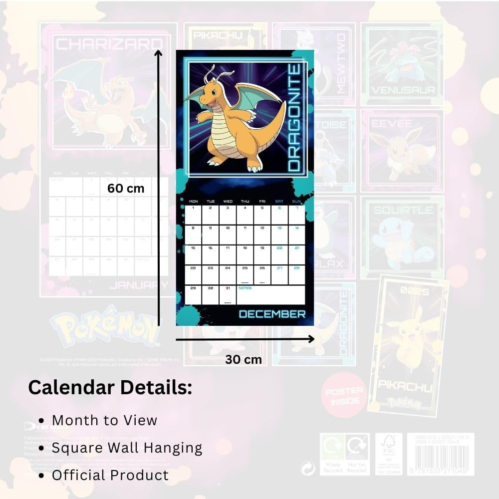 Pokemon - Official 2025 Calendar - Free Printable Pokemon Calendar 2025